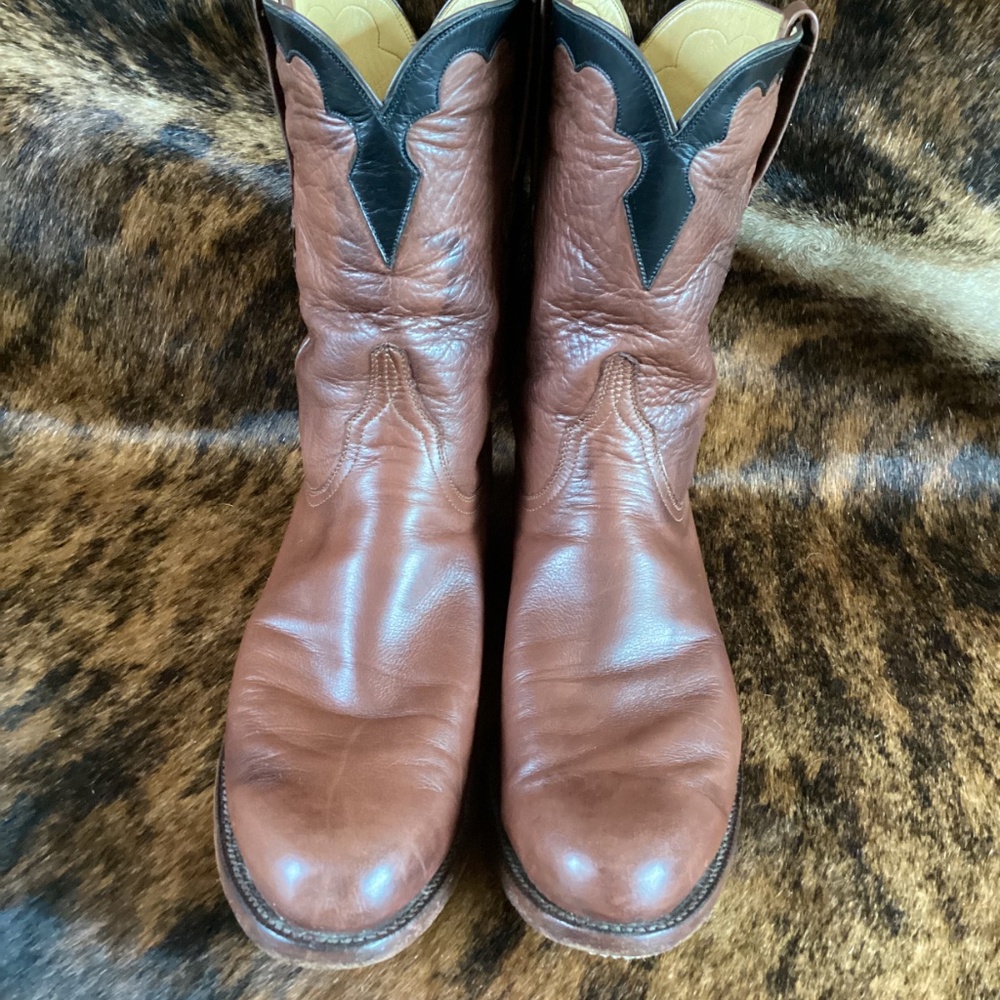 Lucchese X J Gilbert Cowboy Western Roper Boots Brown Size 11 Made In USA RARE! - Picture 3 of 12